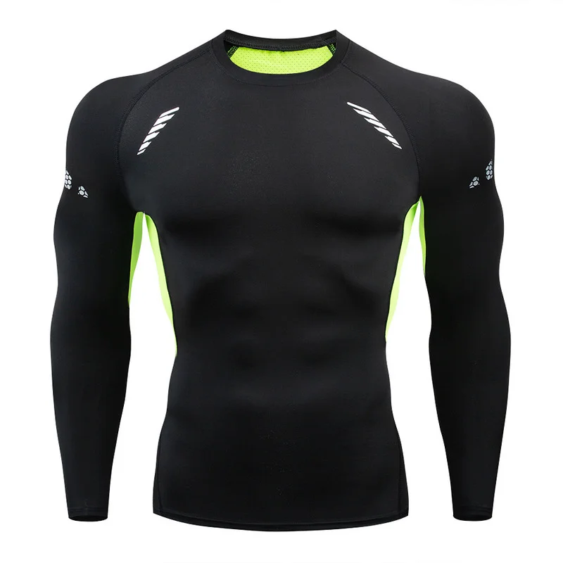 T-shirt homme course Sport T-shirt hommes Compression Fitness hauts T-shirt séchage rapide entraînement Gym Sport course chemises Jersey