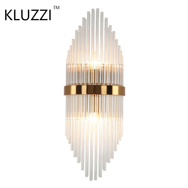 Kluzzi Golden Luxury Led Crystal wall sconce Decorative Bedside Reading Modern Led Crystal Wall Sconce Read Lamp Led Wall Light