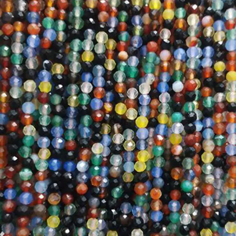 Natural Stone Loose Beads 2mm 3mm 4mm Faceted Round Shape Necklace Bracelet Jewelry Making Accessories wk261