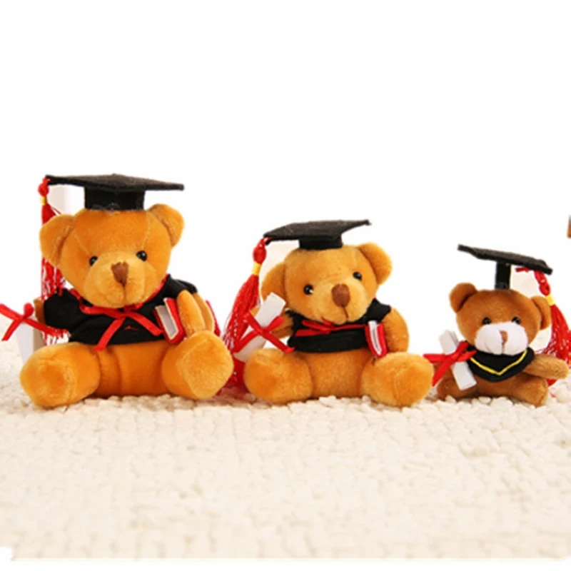 Cute Plush Fur Pompom Doctor Teddy Doll Keychain Women Bear Toy Keyring Women Bag Car Holder Wedding Party Graduation Valentine