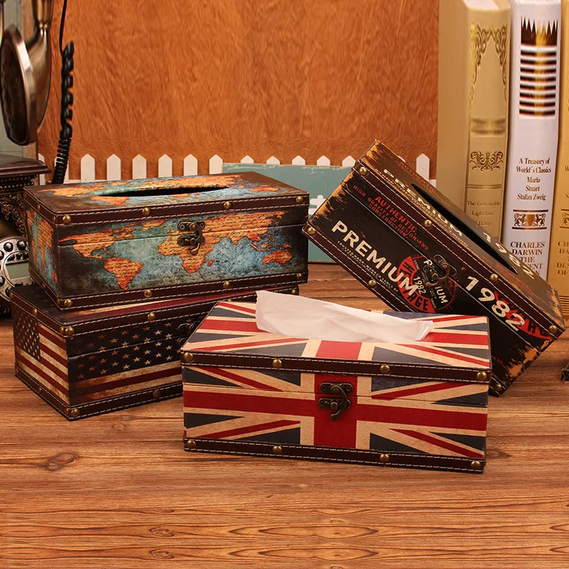 British style tissue box, household goods, creative restaurant tray, car cylinder paper tray, napkin tray