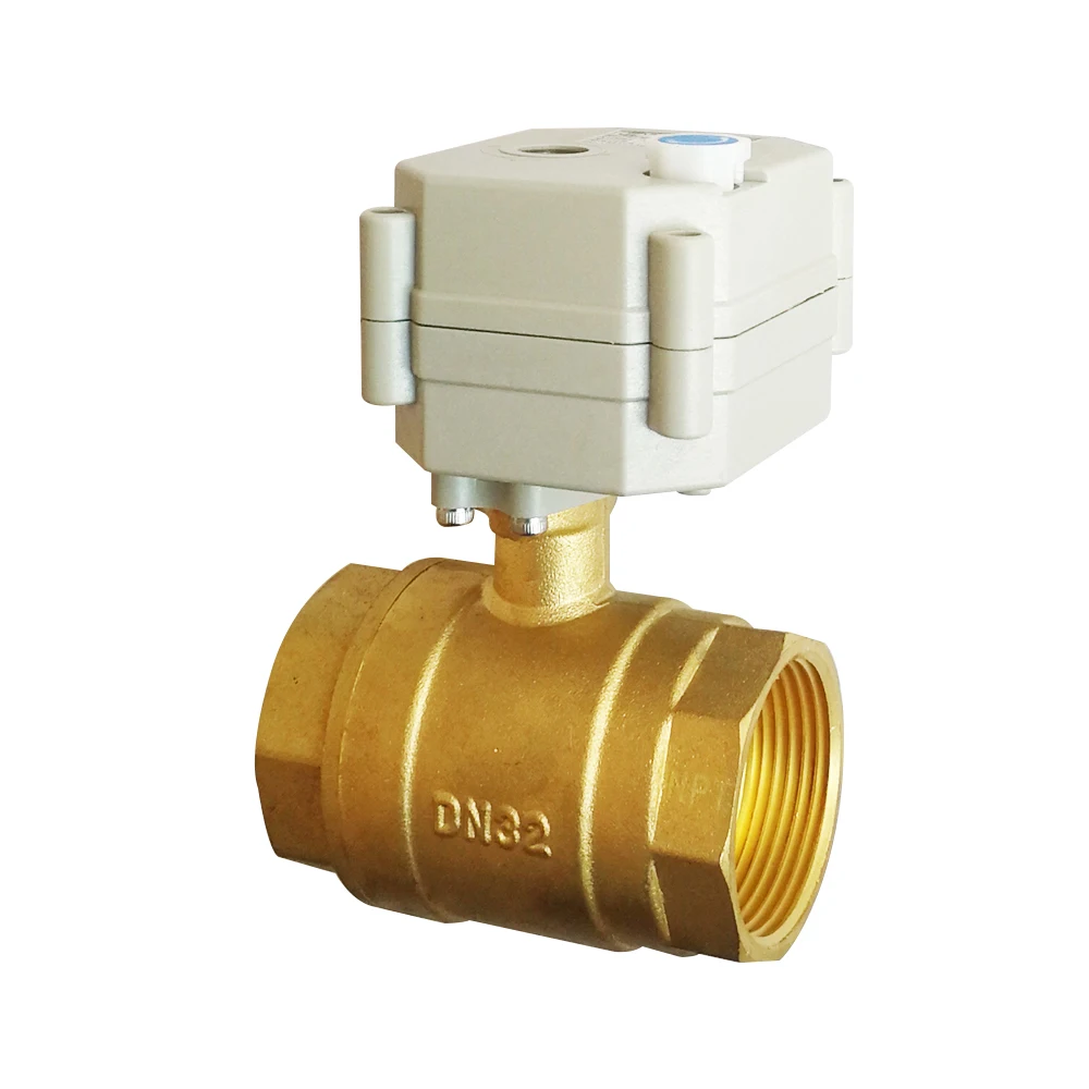 DC5V 12V 24V Brass 1-1/4\'\' Motorized Water Valves Metal Gear TF32-B2 Series 2/3/5/7 Wires 2 Way DN32 Automated Ball Valves