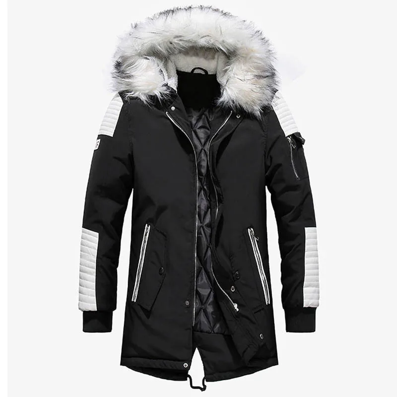 Hot Jacke Männer Dicke Warme Baumwolle-Gepolsterte Outwear Winter Mantel Männer Jacken Mit Kapuze Kragen Dicken Parka Kleidung veste homme großhandel