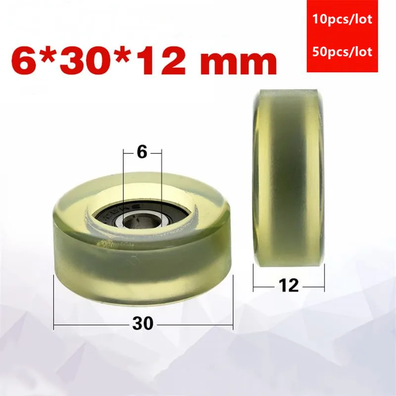 10pcs/50pcs 6*30*12mm PU62630-12 polyurethane PU 626 626RS low noise roller bearing friction pulley 6x30x12 mm