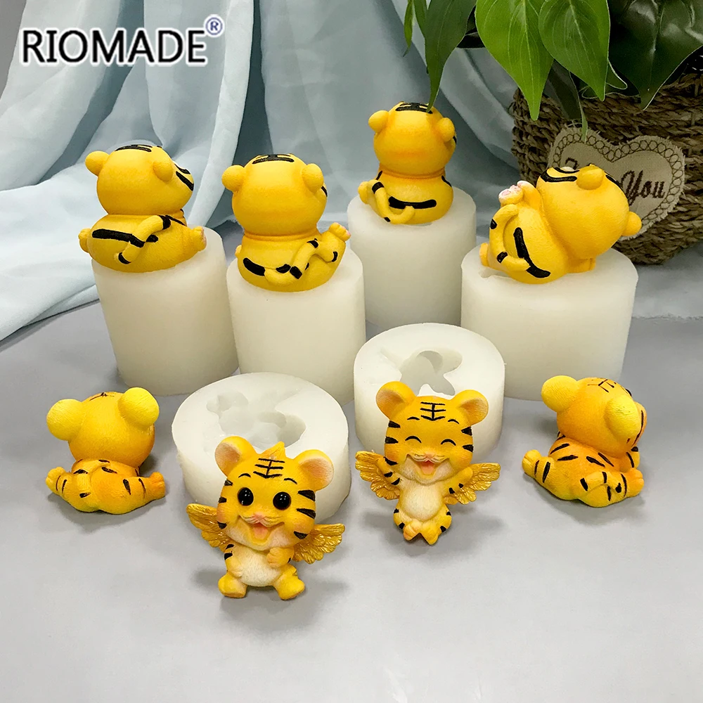 HOT New Year Cute Tiger Silicone Mold Chocolate Dessert Baking Fondant Cake Decorating Tools DIY Gypsum Ornaments Making Mould