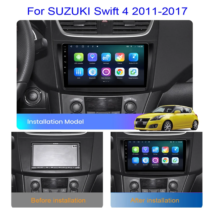 Roadwise 2 din Android Car Radio Carplay Multimedia For Suzuki Swift 4 2011 2012 2013 2014 2015 2016 2017 4G Wifi GPS DVD DSP BT