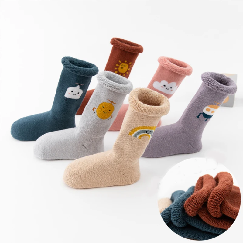 

toddler knee high anti slip socks girls boys newborn infant baby winter cotton terry children kids thick warm Cartoon long sock