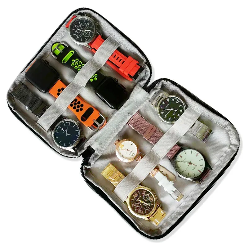 8/6 Slot Watches Organizer Box Gray Watch Storage Case Pouch Double Layer Watch Band Organizer Smart watch Holder Bag gift box