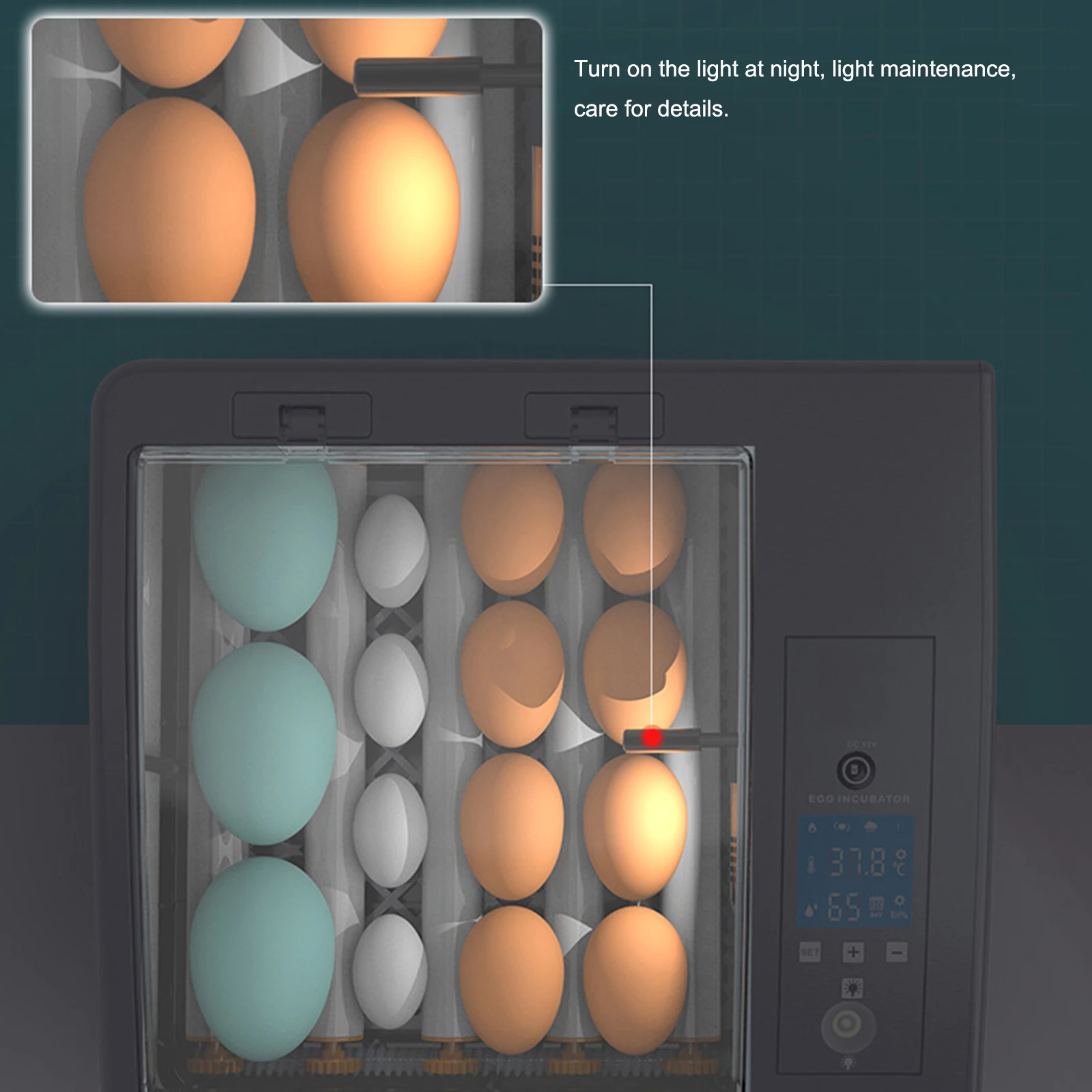 Egg Incubator Fully Automatic Incubator Brooder Farm Hatching Machine 16 Eggs Chicken Incubator Bird Egg Household Hatcher