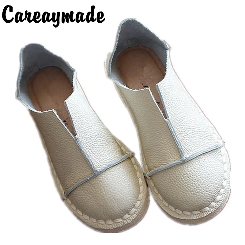 Careaymade-klasyczna, retro czyste ręcznie robione buty warstwa głowy skóra bydlęca niskie płytkie usta dokumentalne kobiece białe buty, dowolne kolory