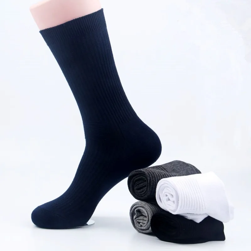 Socks Black White Men\'s Solid Color 100 Cotton Socks Long Mens Casual Dress Men Socks Business Casual Breathable Soks Sox Male