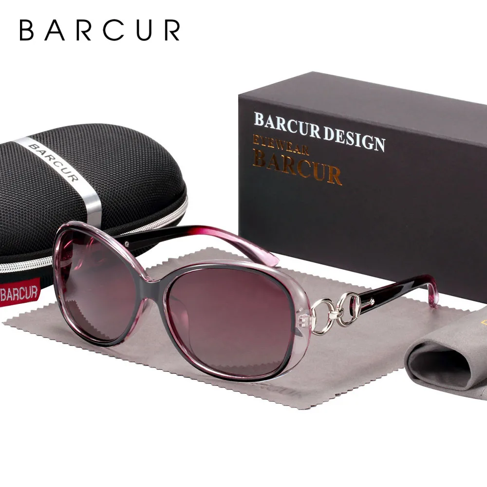 BARCUR Polarized Vintage Women Sunglasses Round Gradient Sun glasses Women UV400 gafas oculos de sol masculino