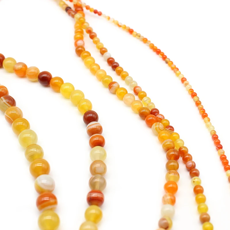 Natural Orange Stripes Agates Stone Beads For Jewelry Making DIY Bracelet Necklace 4/6/8/10/12 /14 mm Strand 15\'\' Wholesale