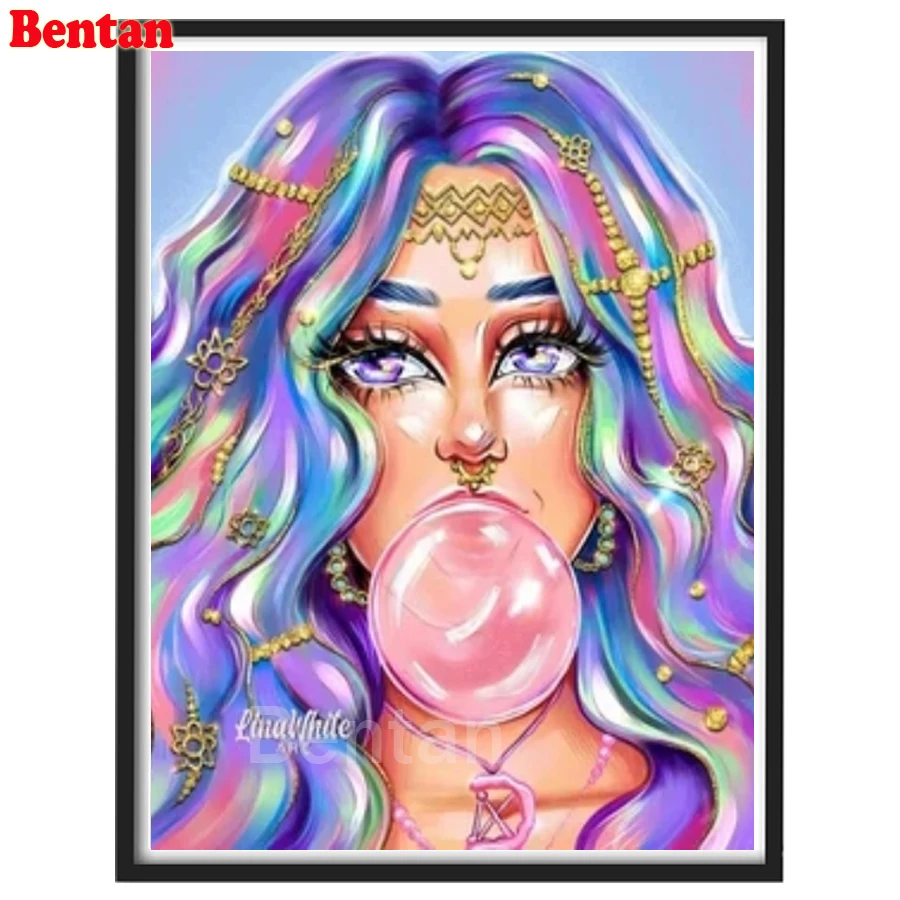 

5d Diamond Painting Colorful beauty bubble gum Mosaic Full Square Drill Home Decor Diy Diamond Embroidery Handmade Craft