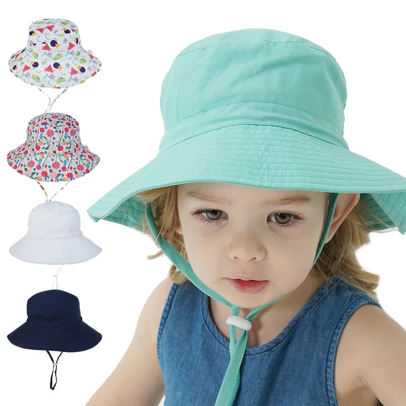 

Summer Baby Sun Hat Boys Cap Children Panama Unisex Beach Girls Bucket Hats Cartoon Infant Caps UV Protection