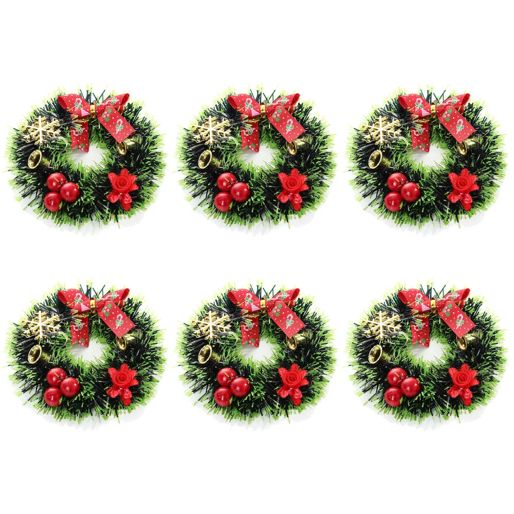 

6Pcs Candle Garland Home Decoration Window Hanging Leaf-plastic 12cm Cloth Bells Multicolor Front Door Plastic Christmas Wreath