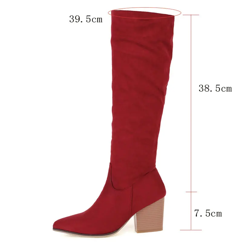 Sgesvier Knee High Boots Western Cowboy Boots for Women Winter Boots Pointed Toe Thick High Heel Female Boot Fashion Shoes Woman