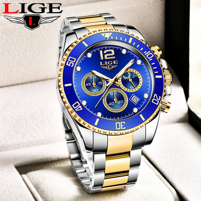 2024LIGE Mens Watches New Fashion Sport Stainless Steel Date Clock Luminous Waterproof Quartz WristWatch Relogio Masculino Reloj