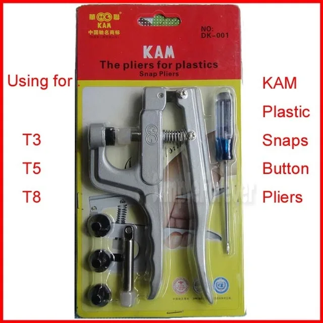 

20set Plastic Snap Button Plier DK-001 Metal Snap Snaps Fasteners Machine Snaps Kit Jewelry Machine Tool for T2 T3 T5 T8