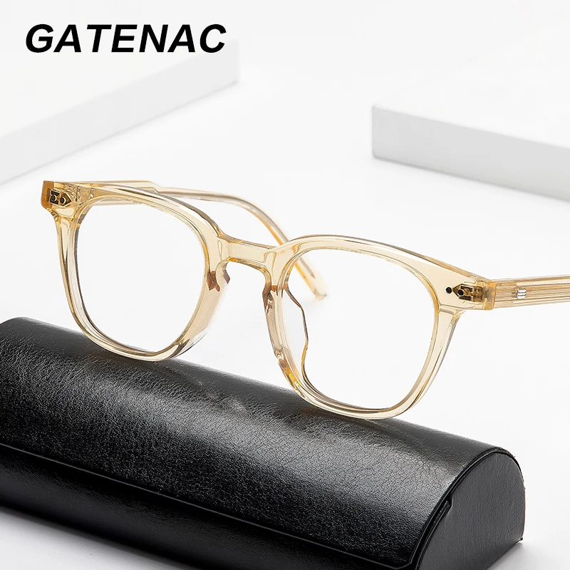 

2021 New Transparent Acetate Glasses Frame Women Square Vintage Myopia Prescription Optical Eyeglasses Frame Men Luxury Eyewear