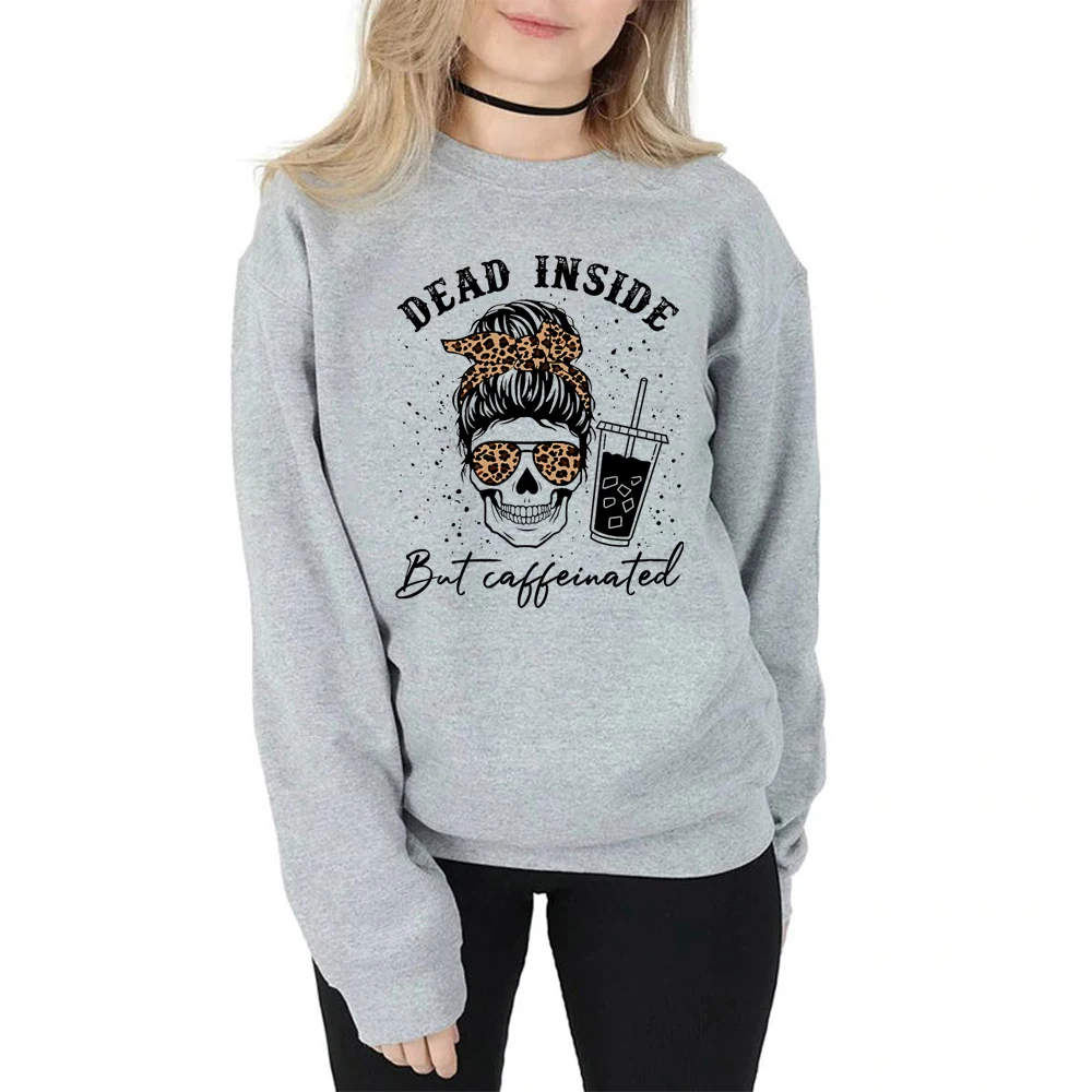 Dead Inside Halloween Sweatshirt Womens Skeleton Halloween Shirt Funny Halloween Shirt Fall Shirt Pumpkin Spice Coffee Shirt