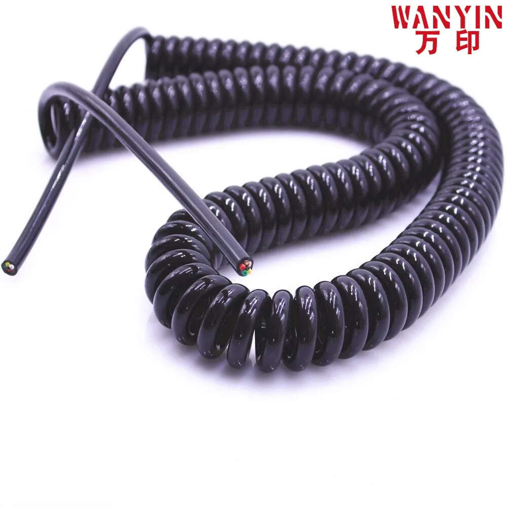 Printemps Spirale Cordon d'alimentation extensible noir à 2 cœurs, fil télescopique à ressort, câble en spirale 24AWG 20AWG 17AWG 14AWG, 2.5 mètres, 5 mètres, 7.5 mètres de fil Rétractable Bobine (Si
