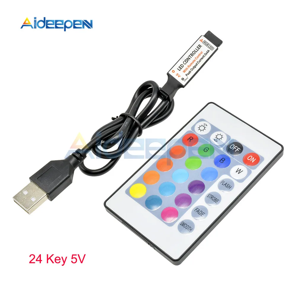 DC5V 12V USB LED Strip RGB Controller 3Keys Dimmer 24Key IR Remoter 17Keys RF Wireless Remoter Control 2835 5050 RGB Strip Light