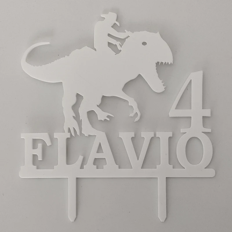 شخصية اسم العمر كاوبوي ركوب ديناصور الصور الظلية ل ديناصور موضوع حفلة عيد ميلاد كعكة الديكور توبر YC345 #6