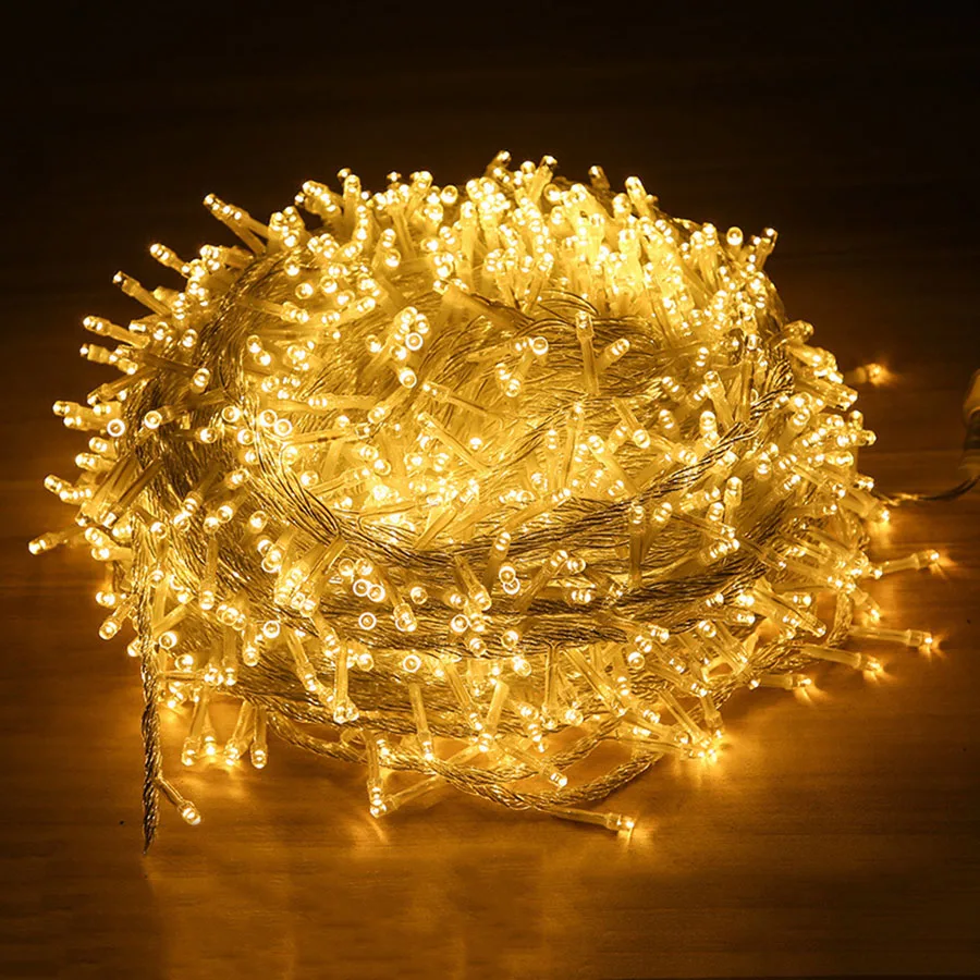 Luces decorativas de hadas para fiestas navideñas, cadena de luces de estrella parpadeante para exteriores, impermeables, 8 modos, 10M, 200M, 300M,