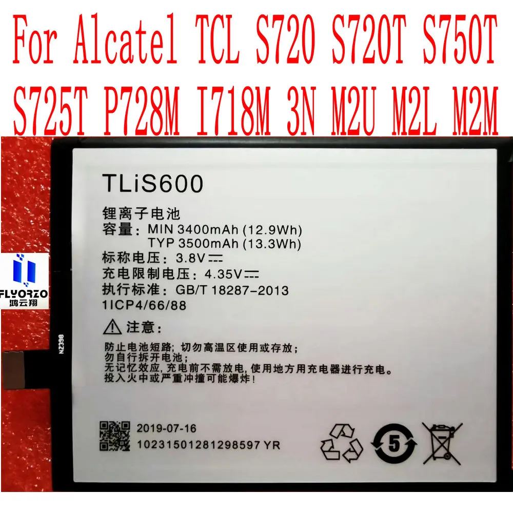 

Brand new 3400mAh TLiS600 Battery For Alcatel TCL S720 S720T S750T S725T P728M I718M 3N M2U M2L M2M Mobile Phone