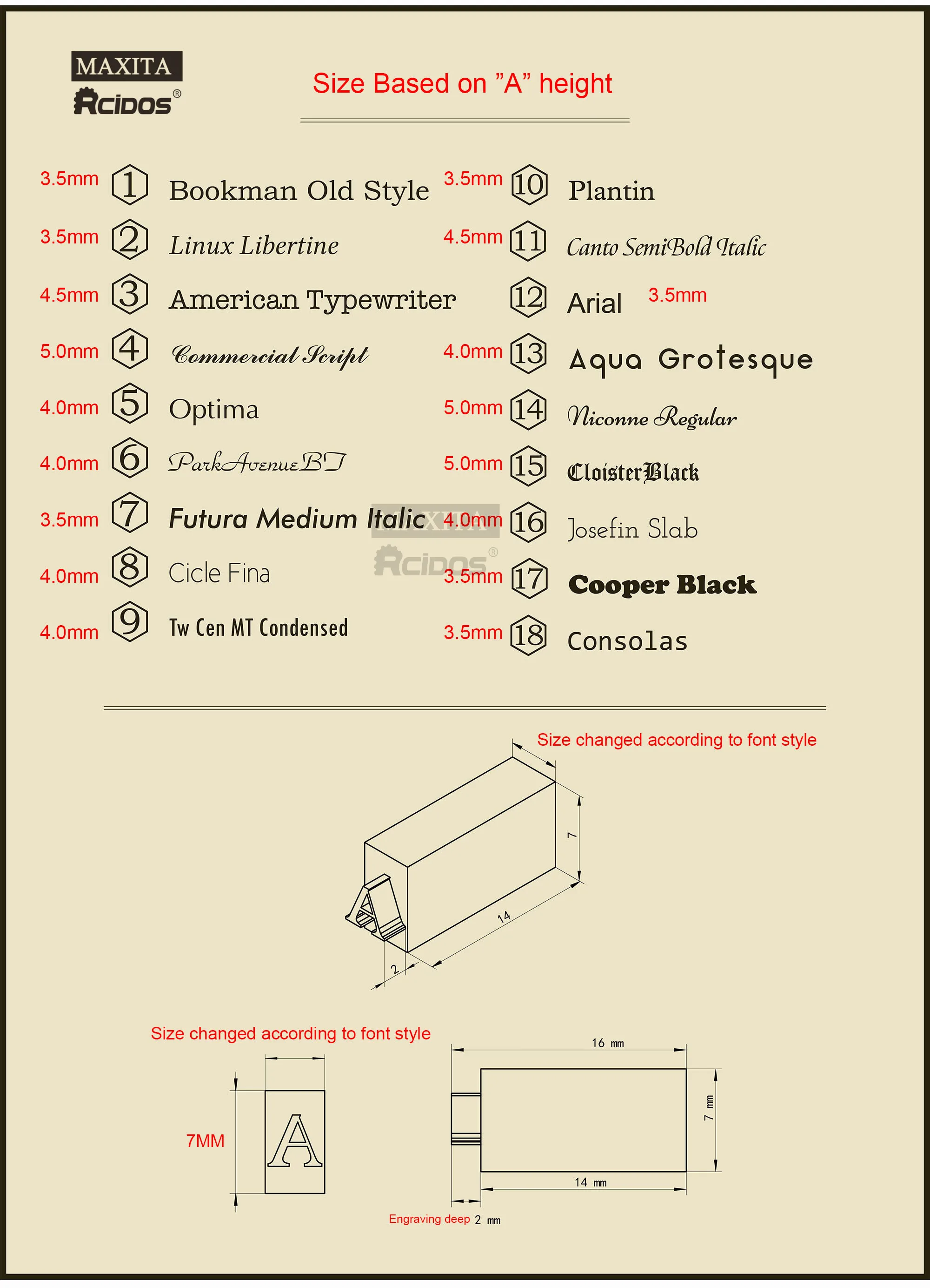 MAXITA Stamp Machine letters,RCIDOS Brass CNC Engraving Foil Stamping Letters 306pcs/set, Check if in stock before paid