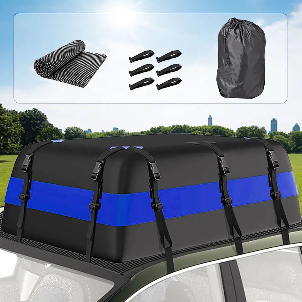 Durable Car Roof Bag Waterproof Rooftop Cargo Carrier With Non-slip Pad And Drawstring Univeral Auto Roof Storage Bag