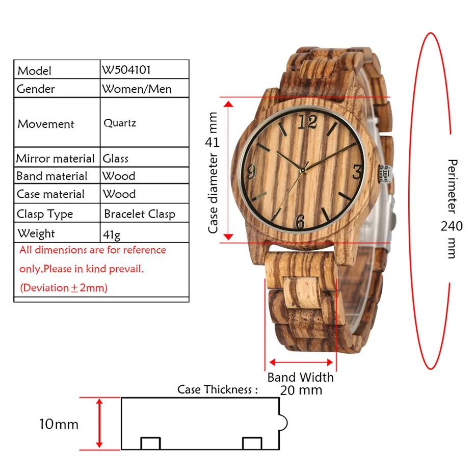 Golden Arabic Numerals Pointers Display Brown Full Wood Men Watch Men Women Quartz Wooden Bangle Wristwatch Novel Clock Gifts