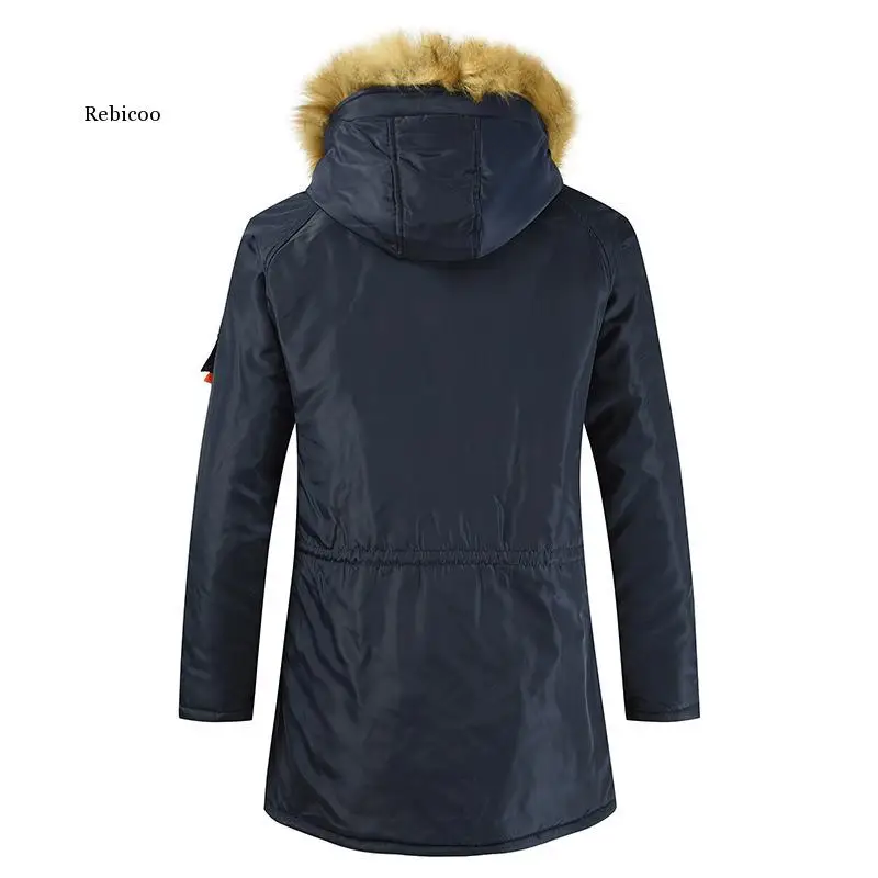 Jaqueta de inverno homens parka casaco marca acolchoado pele artificial médio-longo grosso parkas snowjacket casaco roupas quentes