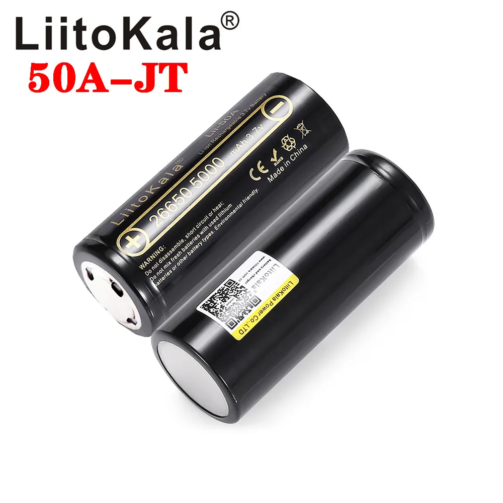 LiitoKala Lii-50A Pointed 3.7V 26650 5000mA Rechargeable batteries Discharger 26650-50A 20A Power battery for flashlight E-tools