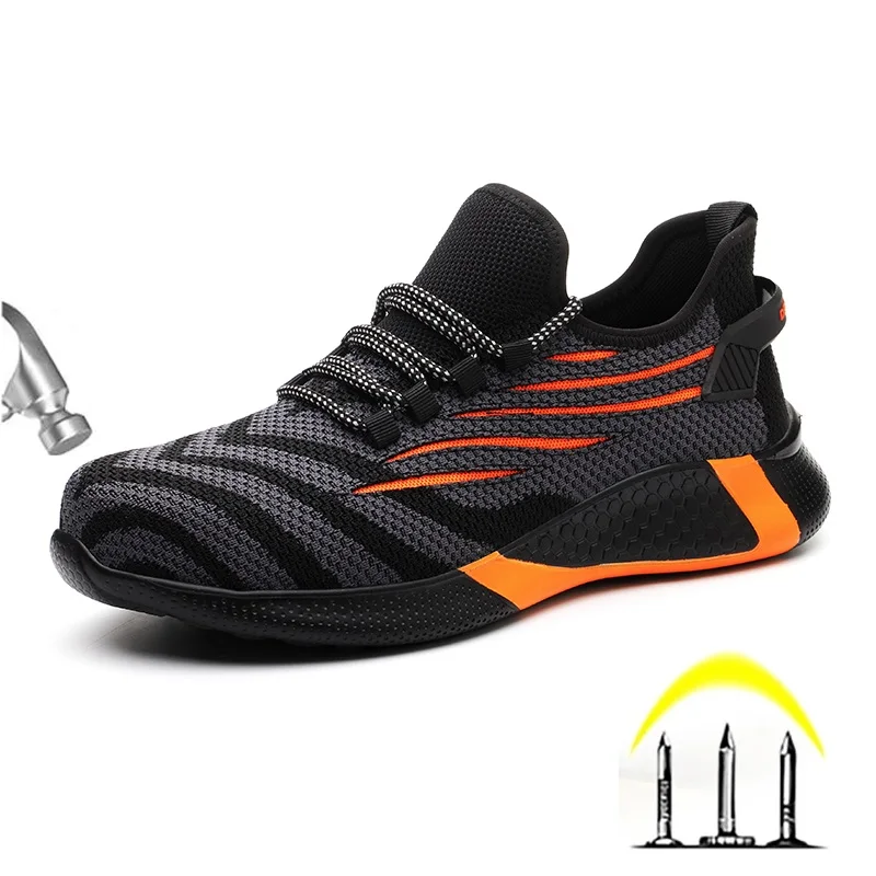 

Steel Toe Safety Shoes Mens Lightweight Breathable Puncture Proof Light Sneaker Non-slip Industrial & Construction Work Shoes