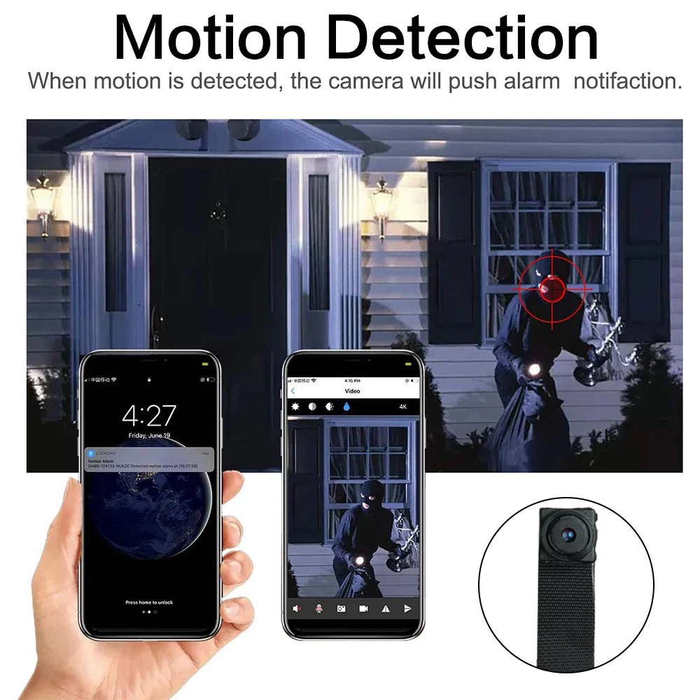 Mini cámara wifi Smart Home Security Micro cámara HD 1080P Cámara digital Detección de movimiento Control remoto diy Grabadora de video Batería de