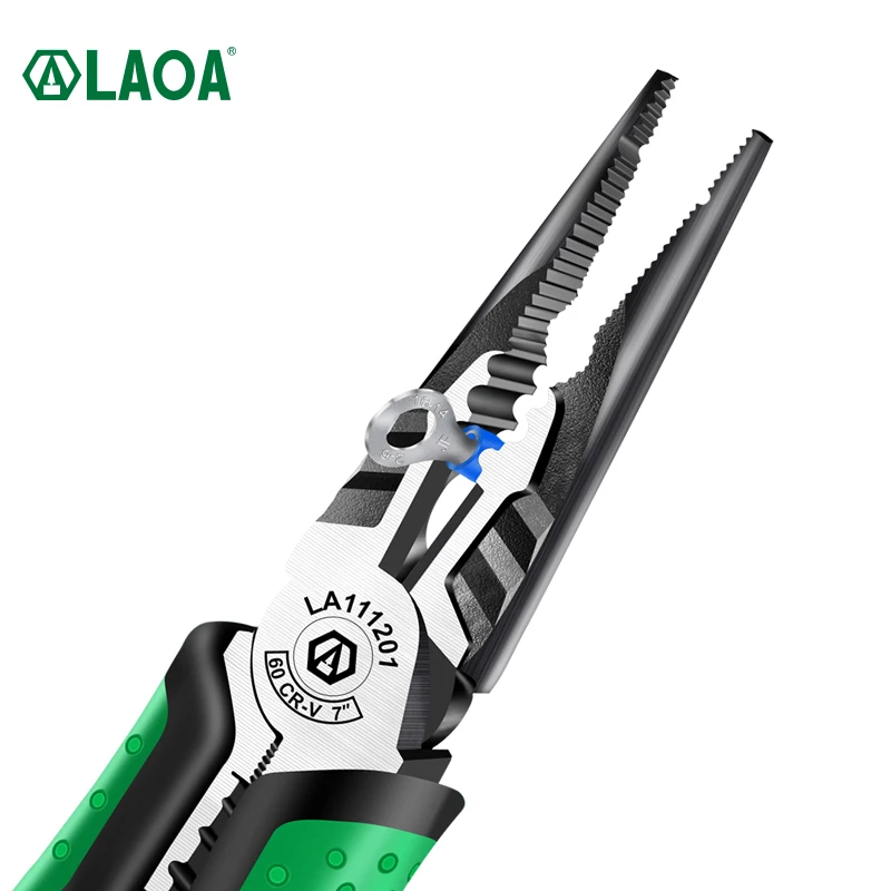 Imagem -05 - Laoa Multifunction Alicates Ajustados Cortadores de Fio de Grau Industrial Nariz Longo Alicate de Nariz Diagonal Cr-v Alta Dureza e Durabilidade