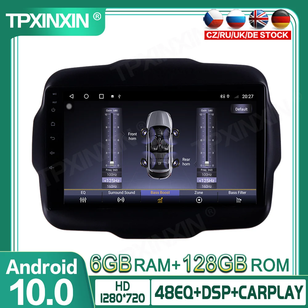 6+128G ndroid 10.0 DSP For Jeep Renegade 2014-2018 Car GPS Navigation Radio Player Car Multimedia Player Head Unit Tape Recorder