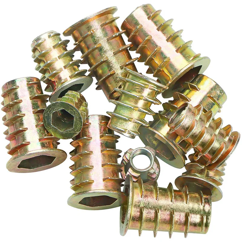 Inserti filettati dadi, Kit di attrezzi per assortimento di inserti in legno, M4/M5/M6/M8 inserti a vite per mobili chiusura a bullone (165 pezzi)
