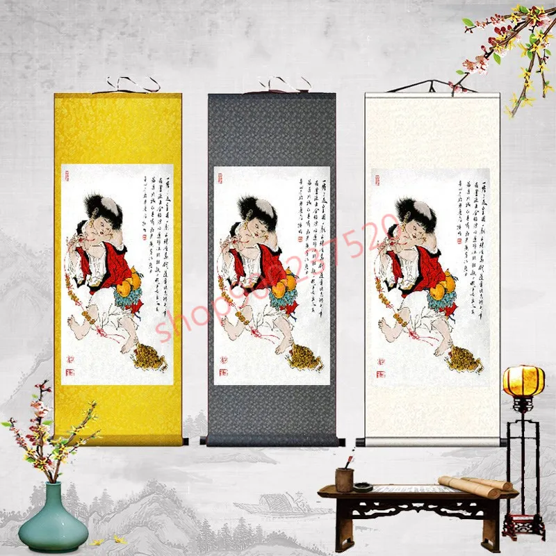 (customized) Liu Hai playing with Golden Toad painting, zhenzhai bixie auspicious painting, living room porch geomantic painting