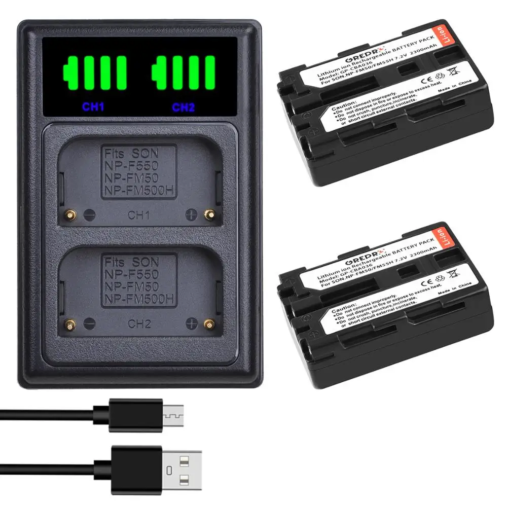 NP-FM50 NP-FM55H NP FM50 FM55H Battery + Type-c LED Charger for Sony NP-FM30, NP-FM50, NP-FM51, NP-FM70, NP-FM71, NP-QM70 QM71