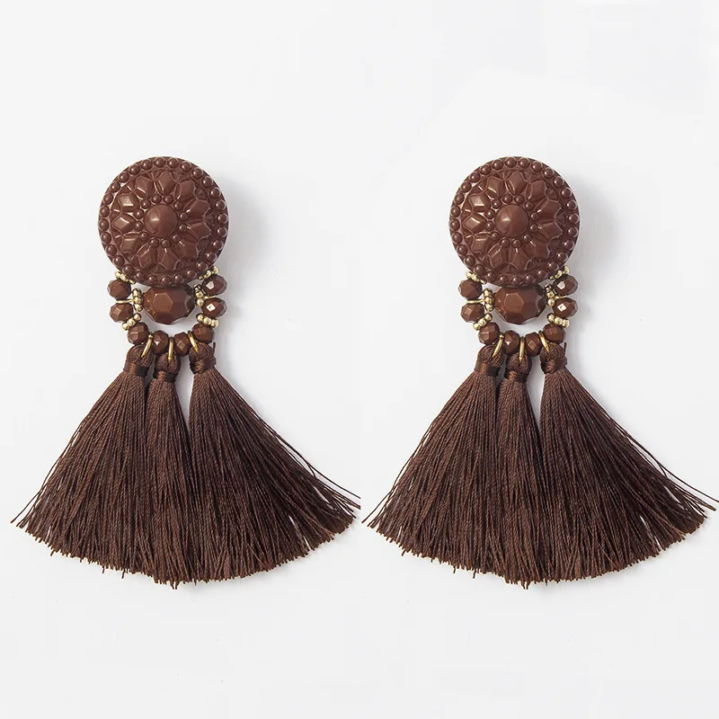Bohemia Tassel Earrings for Women Green Multi-color Beads Fringe Earring Summer Earing Boucle D\'oreille Pendante New