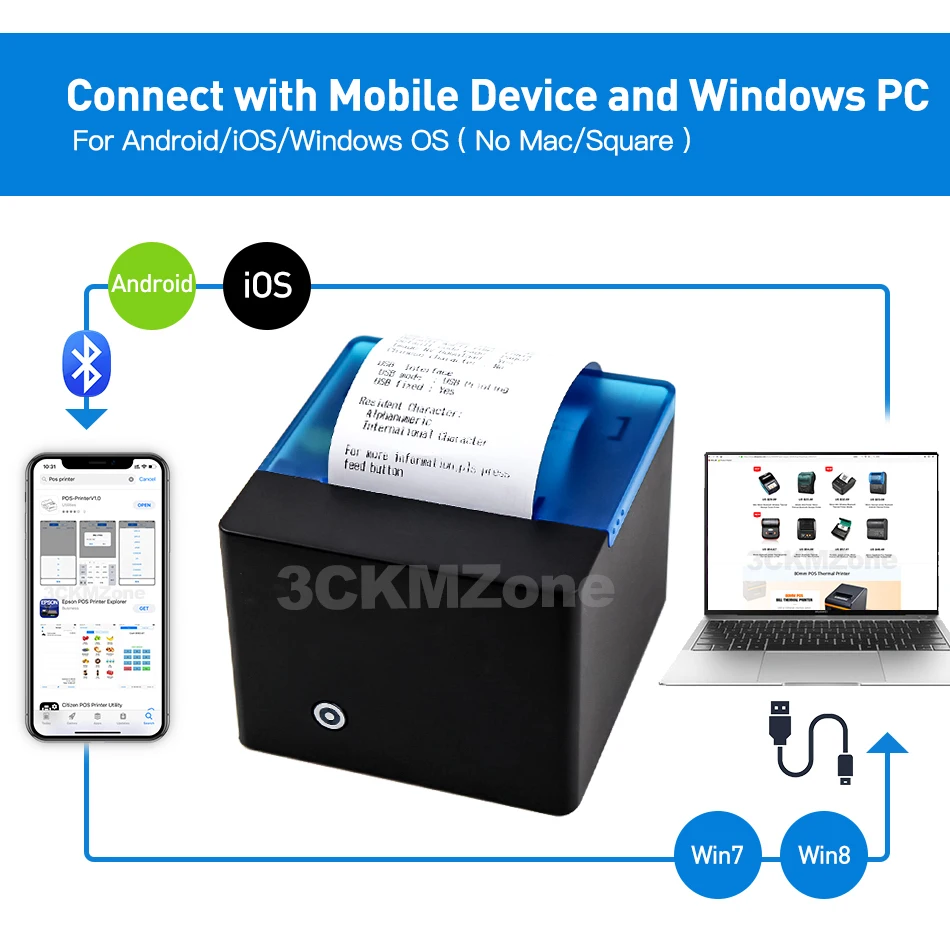 POS Bluetooth Printer Mobile Mini Portable Thermal Receipt Printer Handheld Pos Printers Bluetooth for android iOS Double system