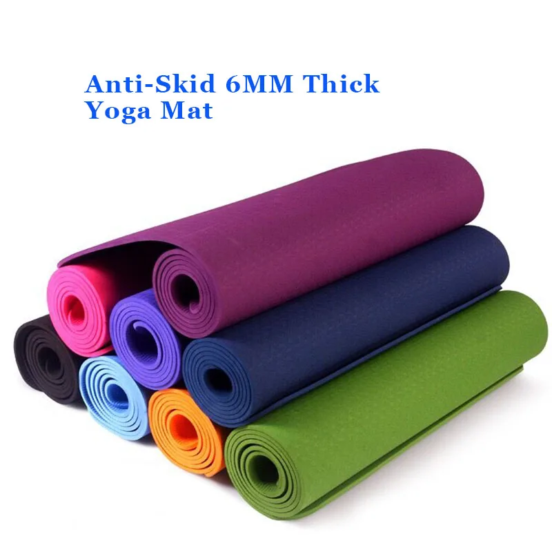 High Quality Non Slip 6MM Thick TPE Yoga Mat Ideal for Exercise, Pilates and Gym Workout Fitness