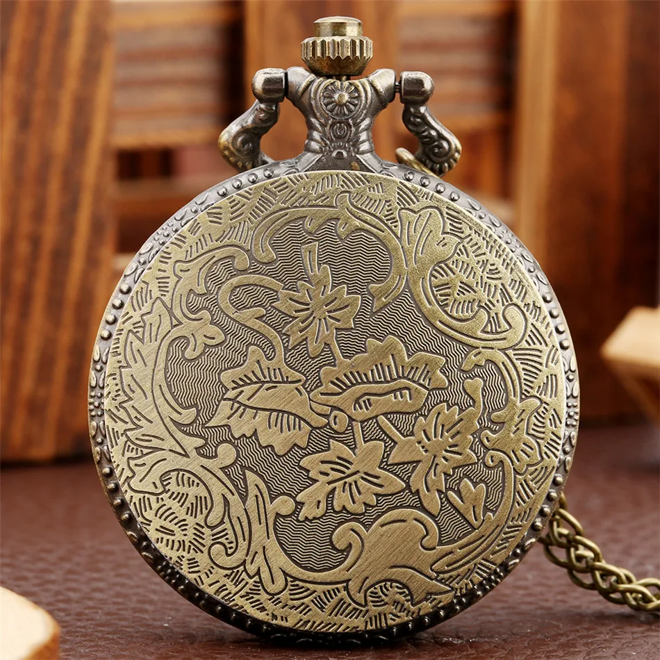 Dropshipping della catena dell'orologio da tasca della collana dell'orologio da tasca della collana del quarzo del bronzo antico del modello delle volpi