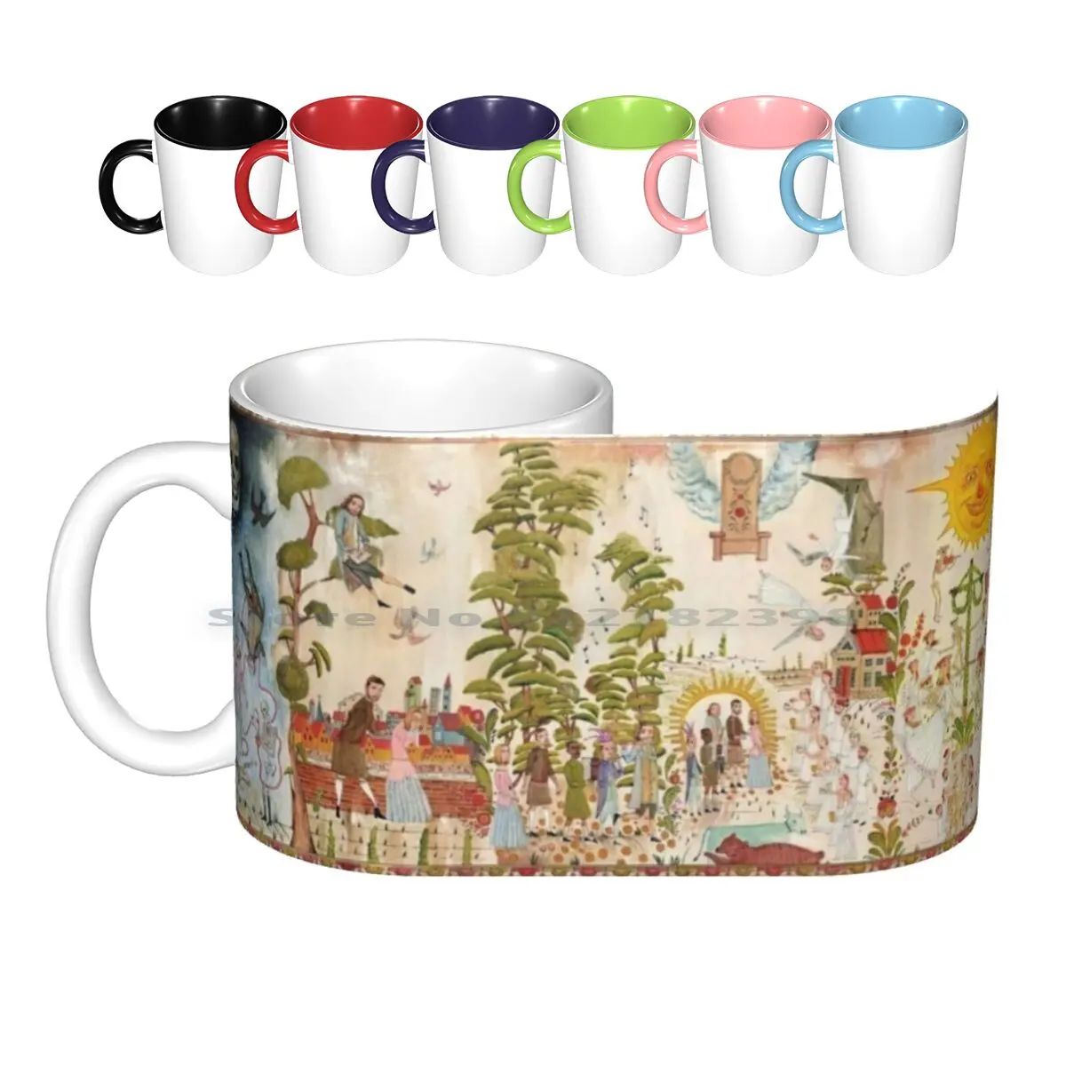 Midsommar Mural Ceramic Mugs Coffee Cups Milk Tea Mug Midsommar Florence Pugh Dani Dani Ardor Ari Aster Horror Scary Flower