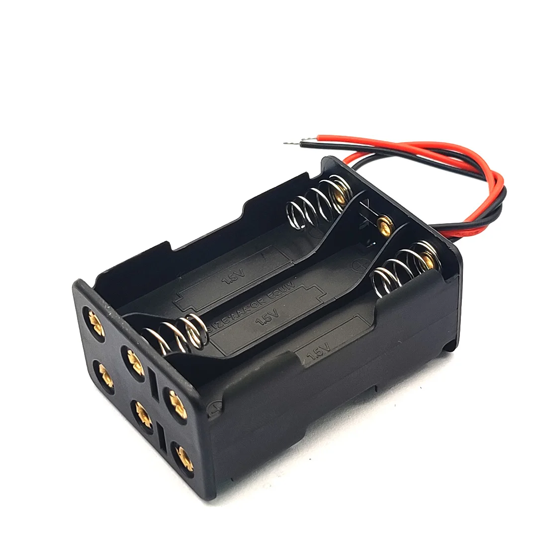 6 AAA 9V Battery Box Holder Back To Back 6AAA Battery Case AAA Storage Box With Wire Leads