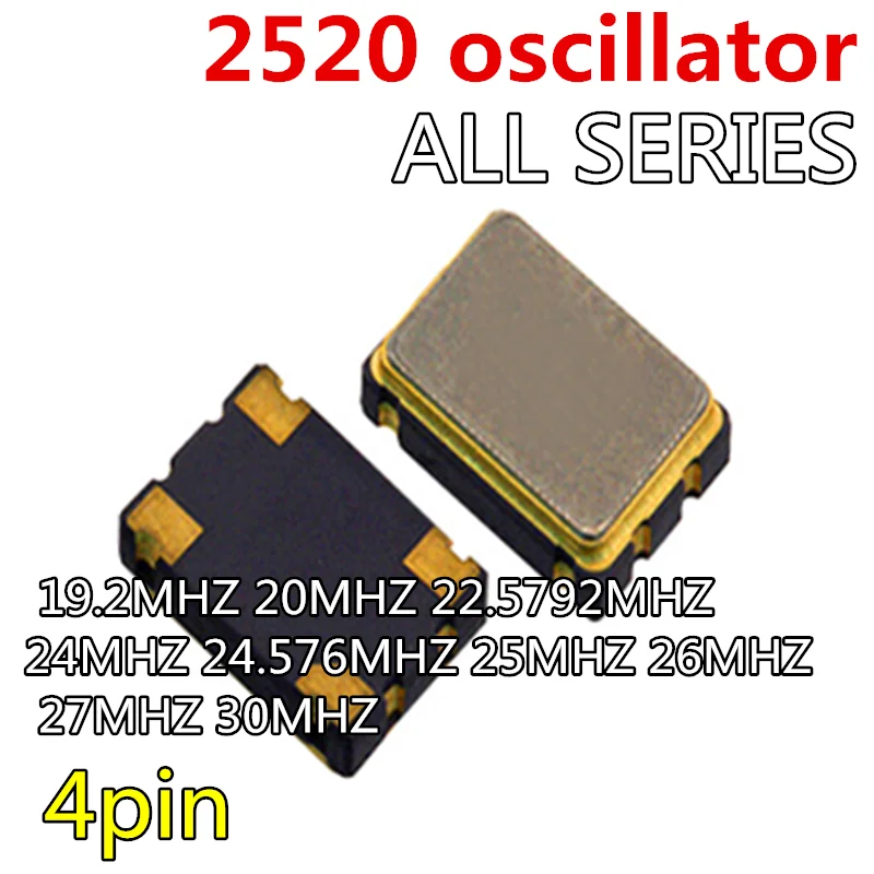 2pcs 2520 oscillator 4pin 2.5x2.0mm crystal oscillator 32MHZ 36MHZ 38.4MHZ 40MHZ 48MHZ 50MHZ 54MHZ