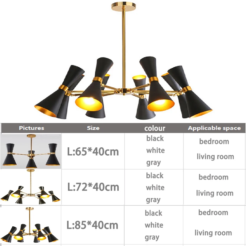 Modern Living Room Chandelier Bedroom Lamp Dining Room LED Lighting Villa Interior Lamp Ceiling Lamp Metal Lampshade